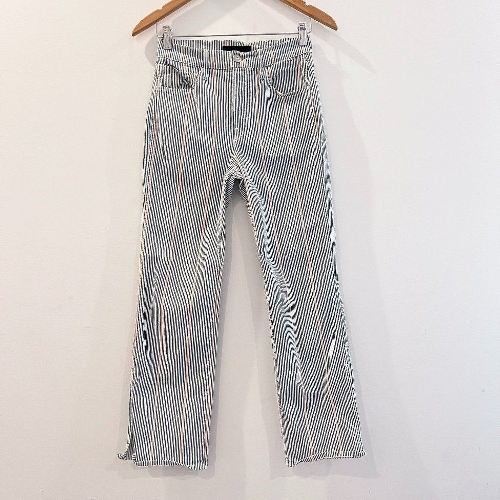 3x1 Nillie Stripe Austin Crop Jeans Size 27 Women's High Rise Straight Leg Blue